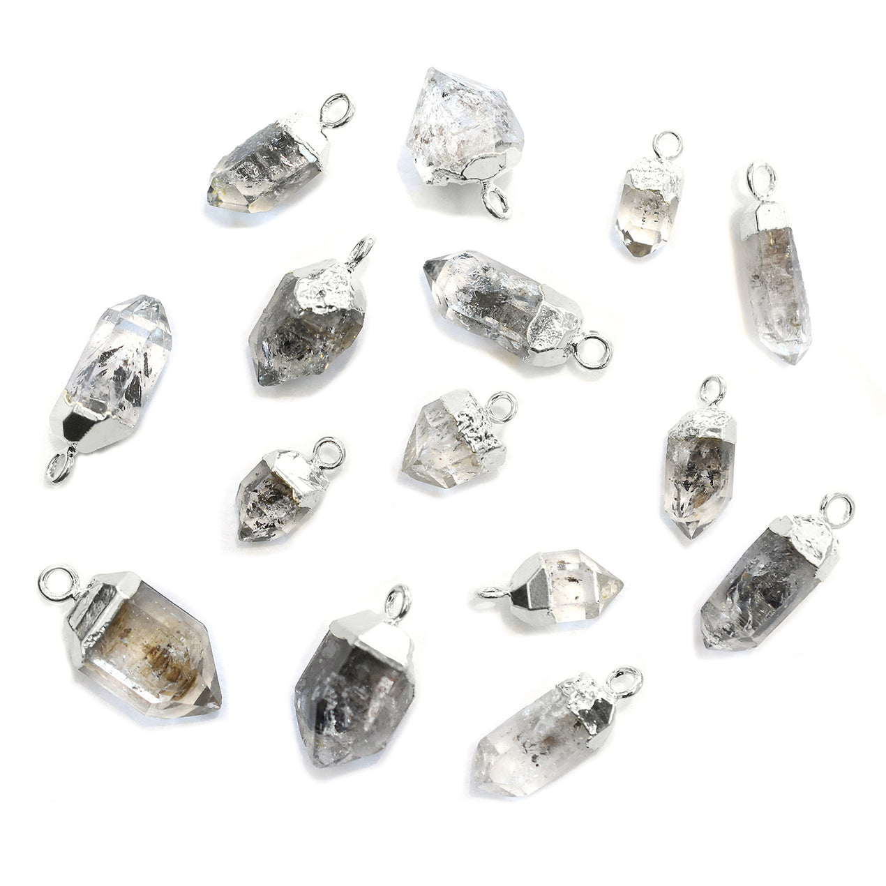 Diamond Quartz Rough Shape Silver Electroplated Pendant (Set Of 2 Pcs)