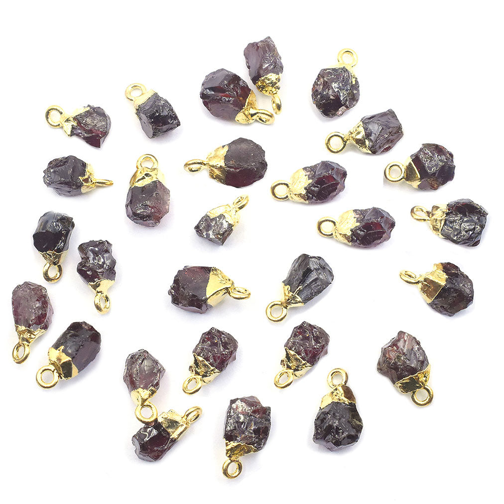 Gold electroplated Garnet rough pendant