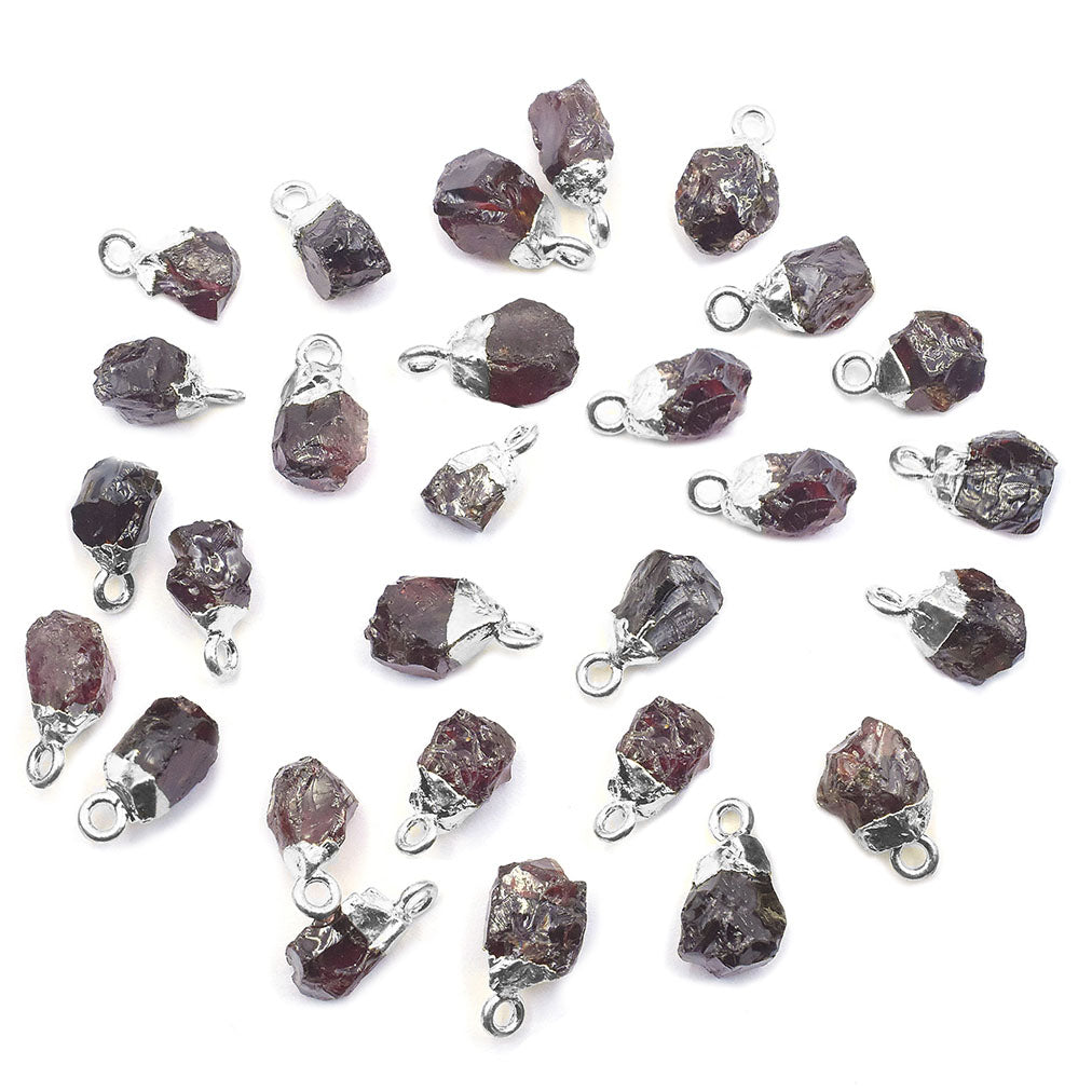 silver electroplated Garnet rough pendant