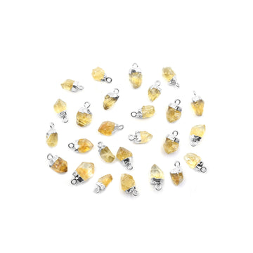 Rough Cut Citrine pendant with silver electroplated finish