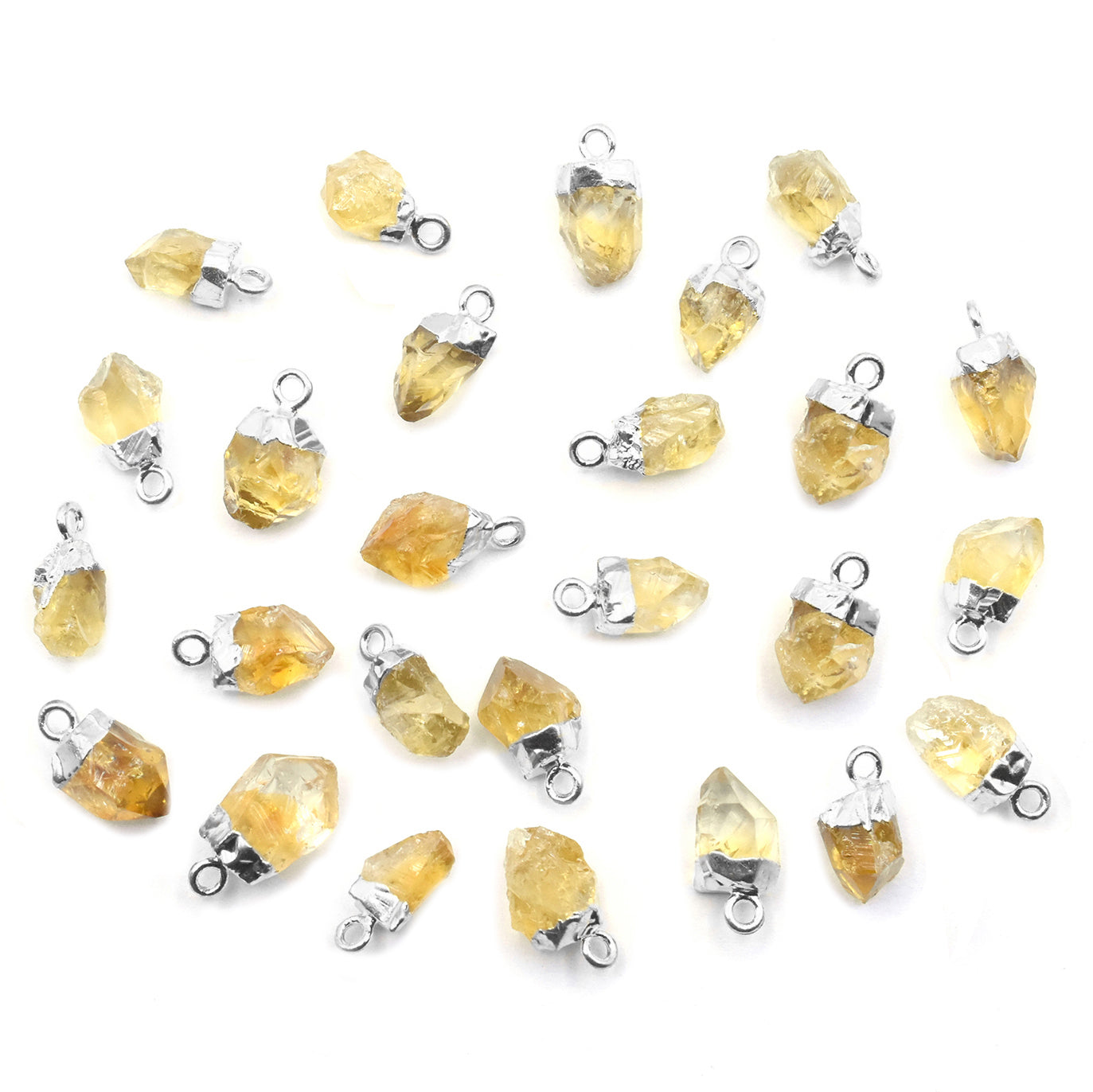 Natural Citrine rough pendant in silver frame