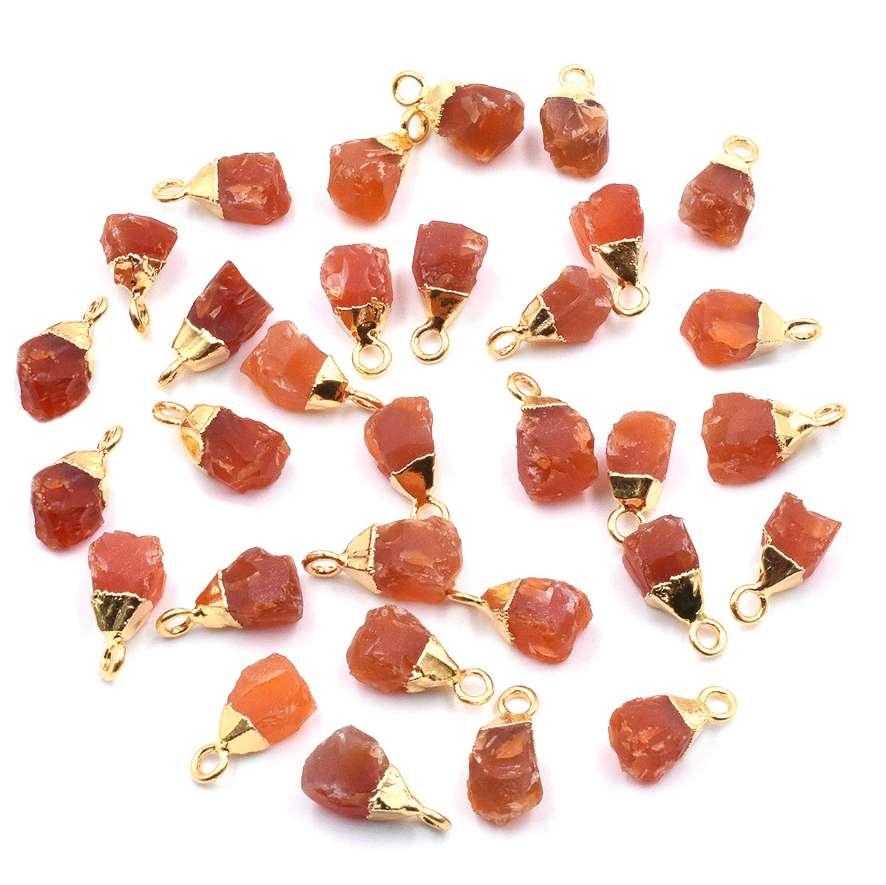 Red Agate Rough Shape 8 x 5 To 9 x 6 MM Gold Electroplated Pendant (Set Of 2 Pcs)