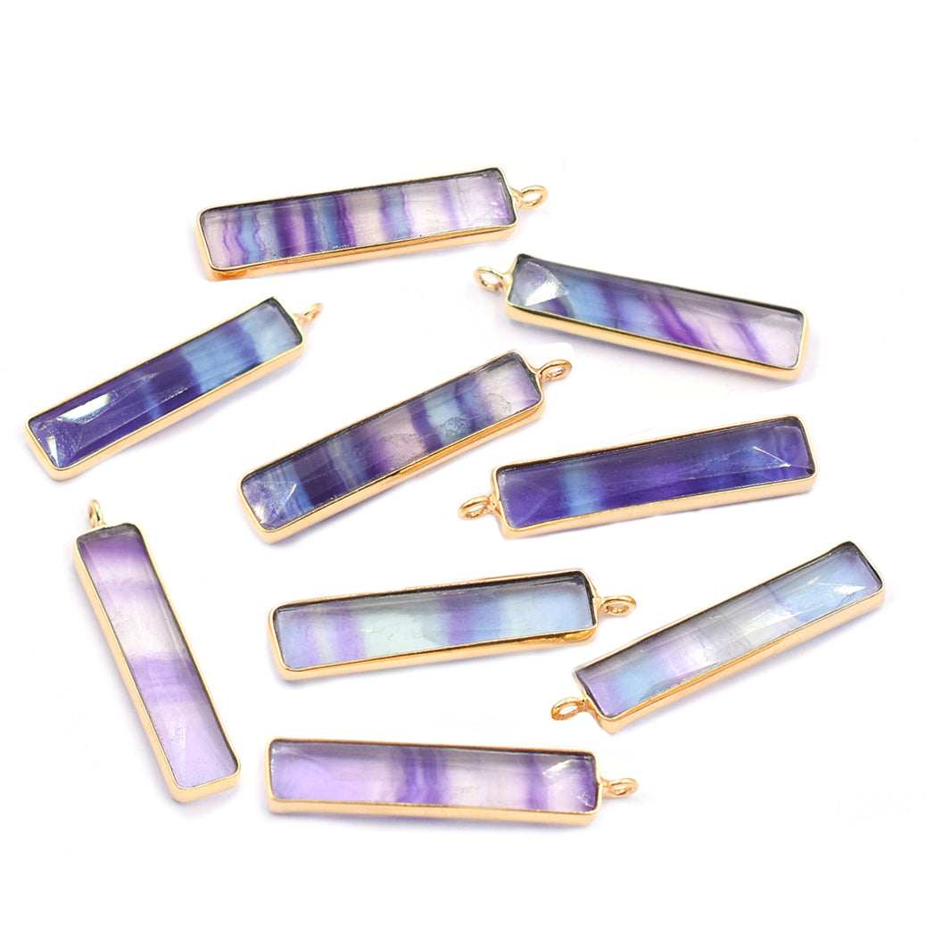 Vibrant rectangle-shaped fluorite gemstone pendant