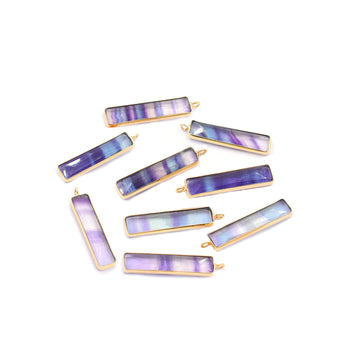 Fluorite rectangle pendant in vermeil