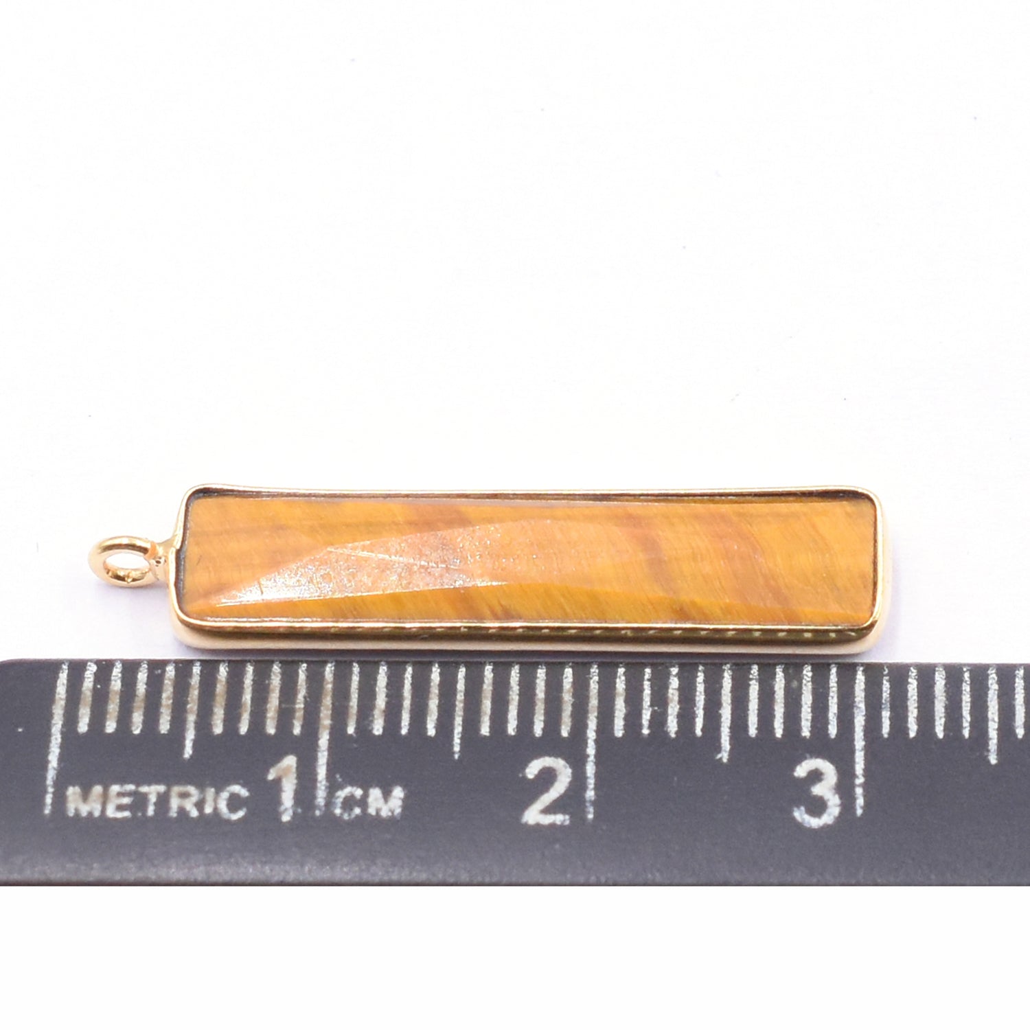 Tiger Eye Rectangle Shape Silver Bezel Vermeil Pendant