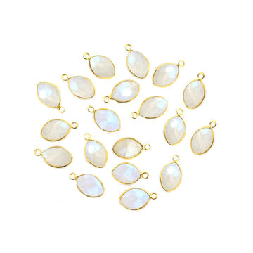 Rainbow moonstone marquise pendant in vermeil