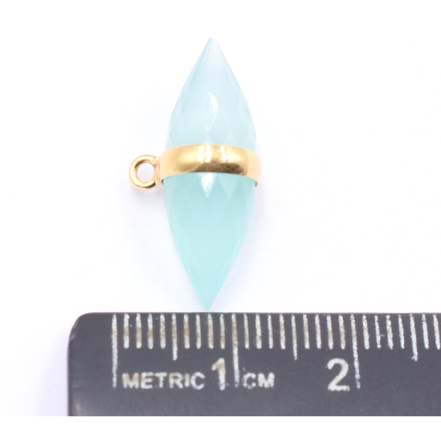 Aqua chalcedony pendant with silver vermeil