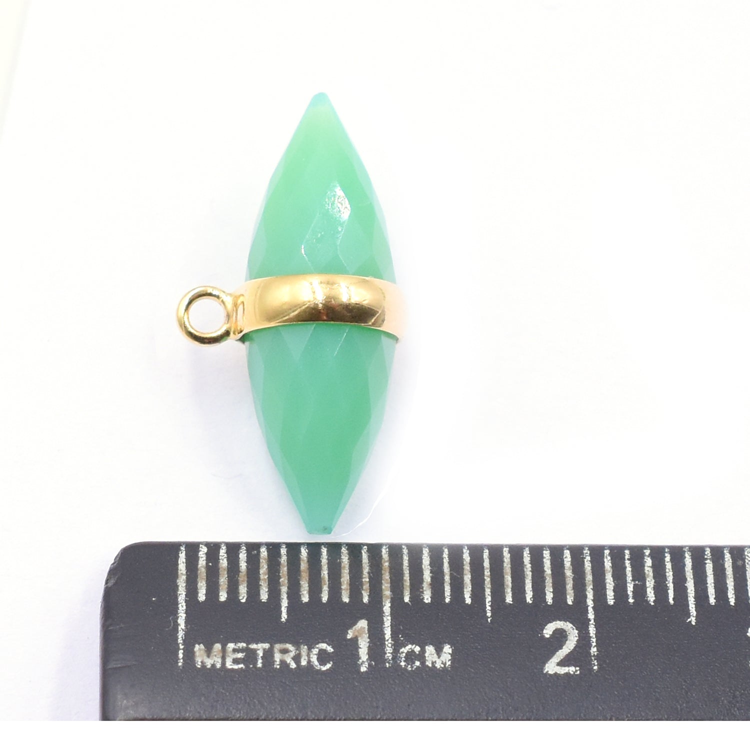 Chrysoprase chalcedony pendant with silver vermeil