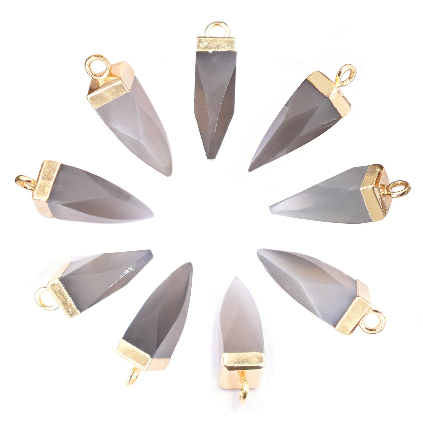 Gray moonstone pendant in spike shape with gold electroplating