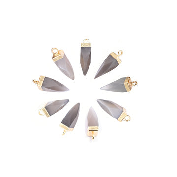 Gold plated spike shaped gray moonstone pendant