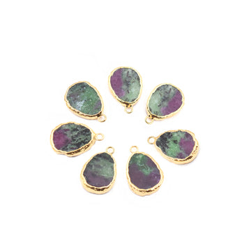 Ruby Zoisite Pear Shape 18x14 MM Gold Electroplated Pendant