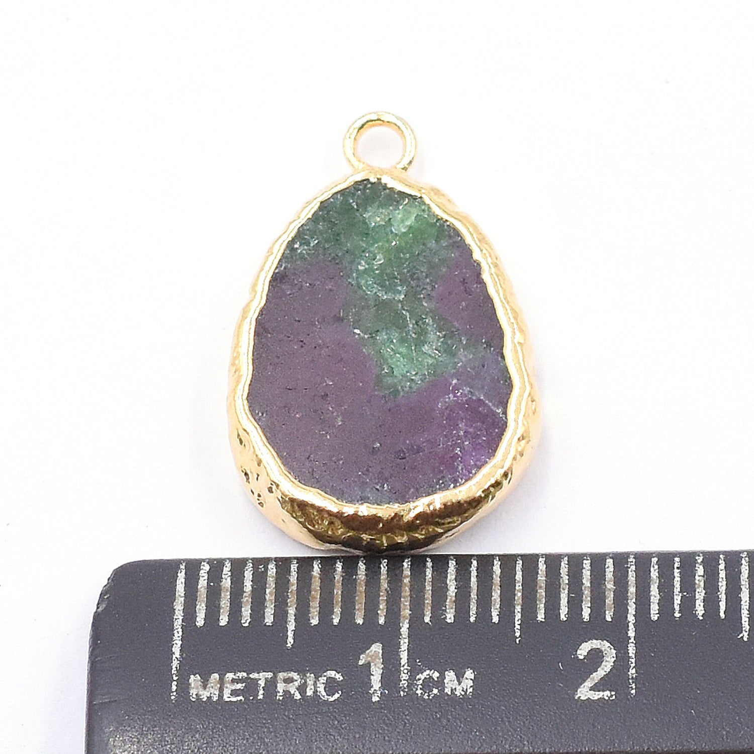 Ruby Zoisite Pear Shape 18x14 MM Gold Electroplated Pendant