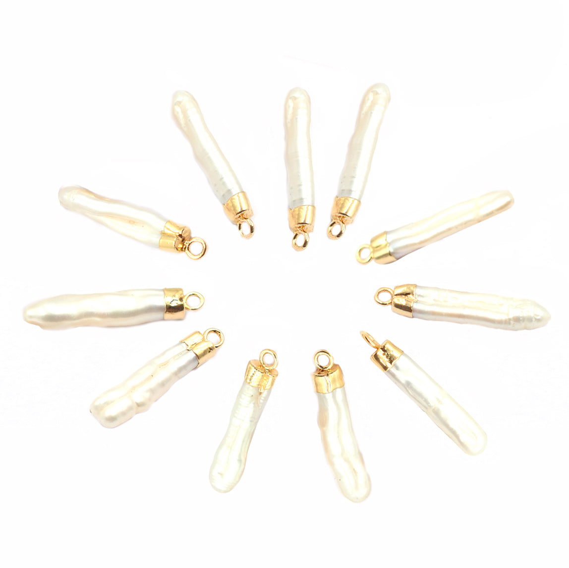 Gold electroplated Fresh Water Pearl pencil pendant