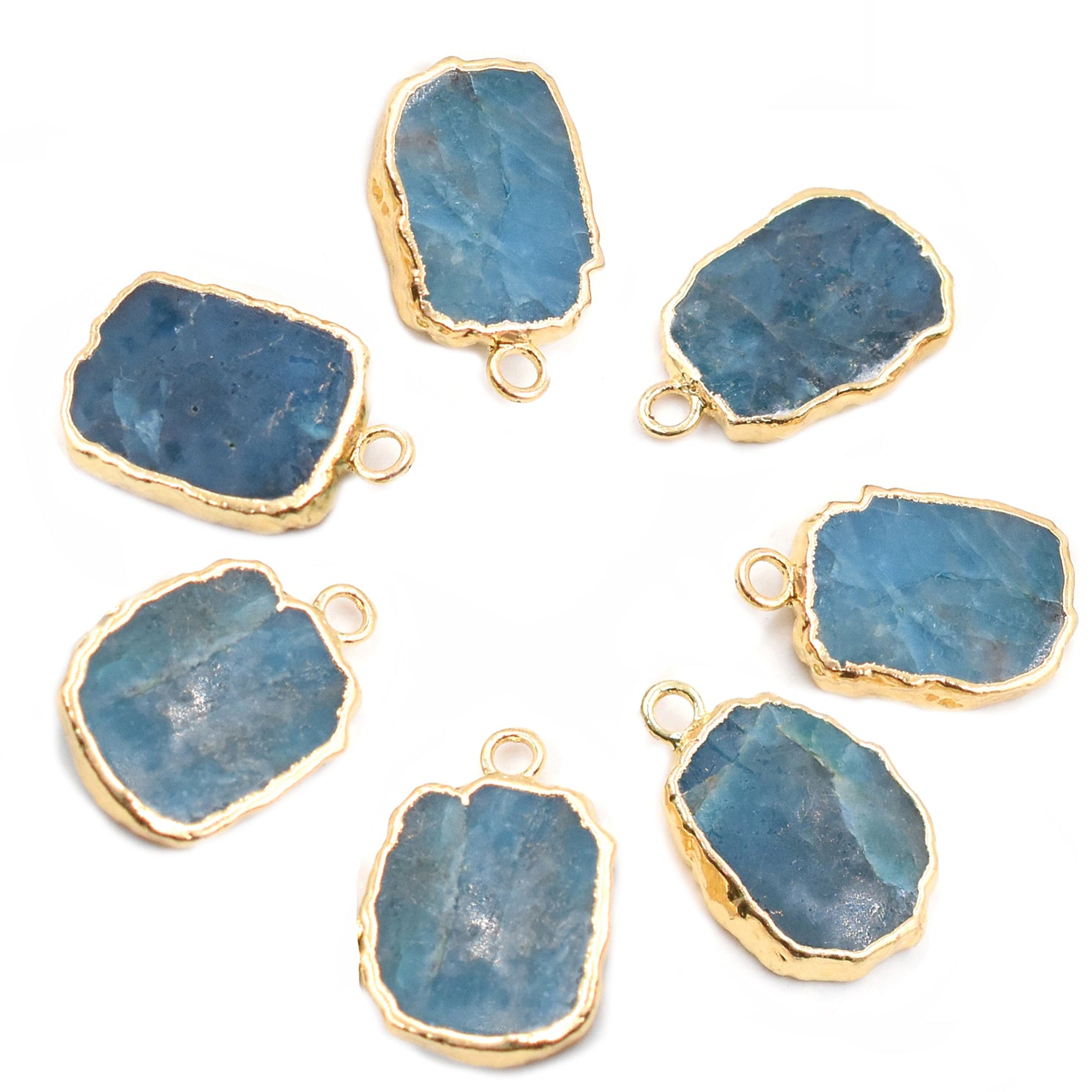 Elegant Blue Apatite Rectangle pendant in gold frame