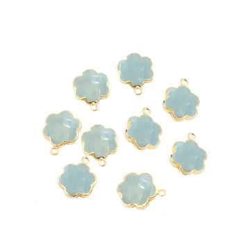 Leaf shaped aquamarine pendant with gold plating