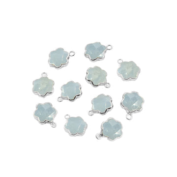 Aquamarine Clover Leaf Shape 10 To 11 MM Silver Electroplated Pendant (Set Of 2 Pcs)