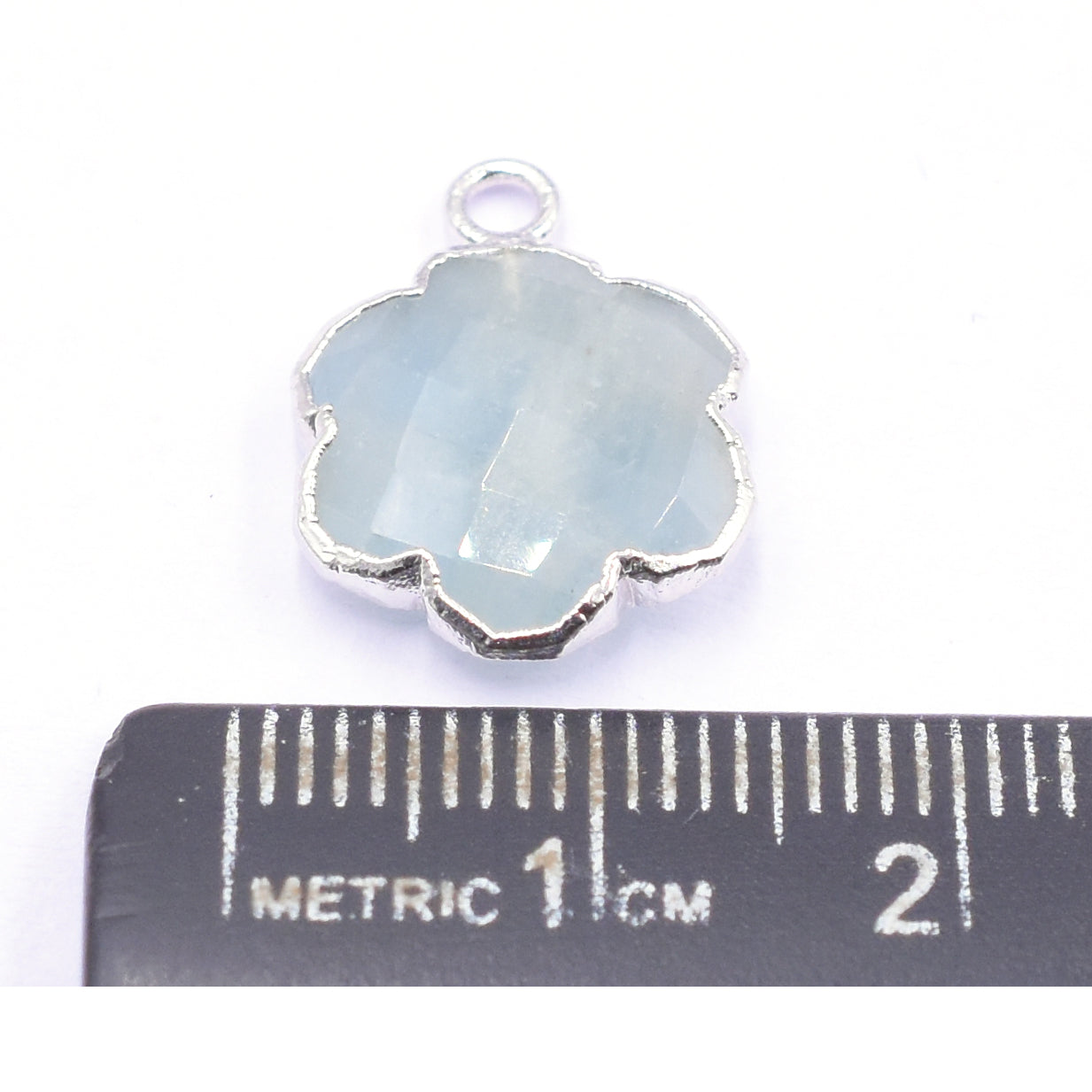 Aquamarine Clover Leaf Shape 10 To 11 MM Silver Electroplated Pendant (Set Of 2 Pcs)