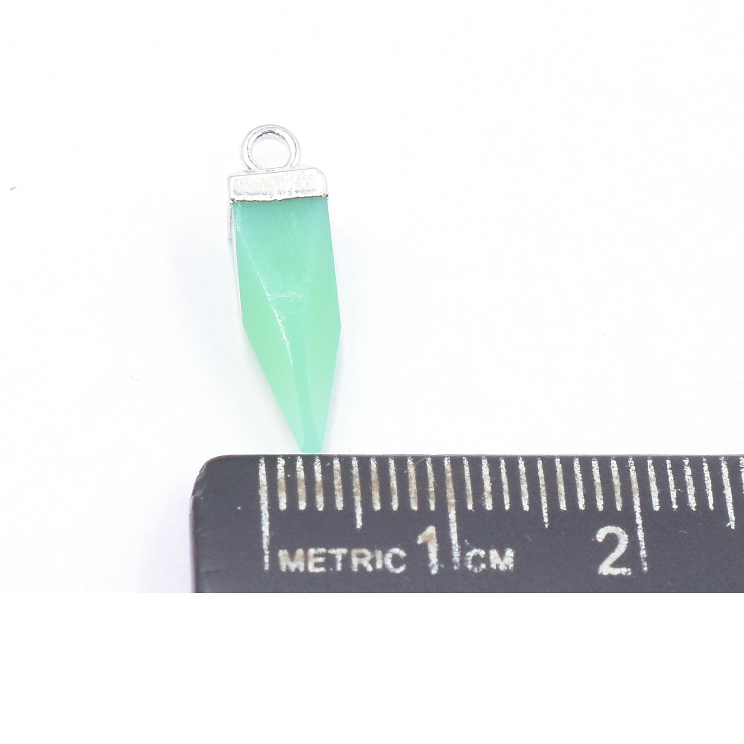 silver electroplated Chrysocolla pendant in Spike shape