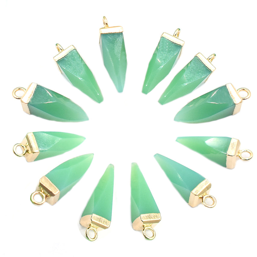 Stylish Chrysoprase Chalcedony spike pendant in gold frame