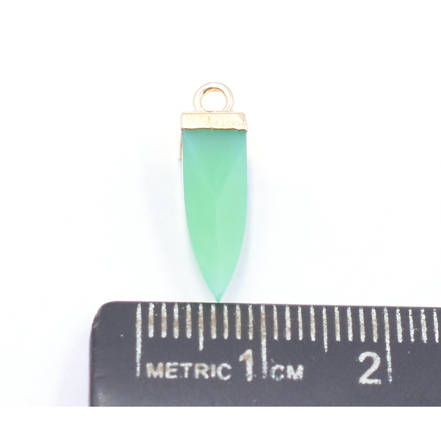 Gold electroplated Chrysocolla pendant in spike shape