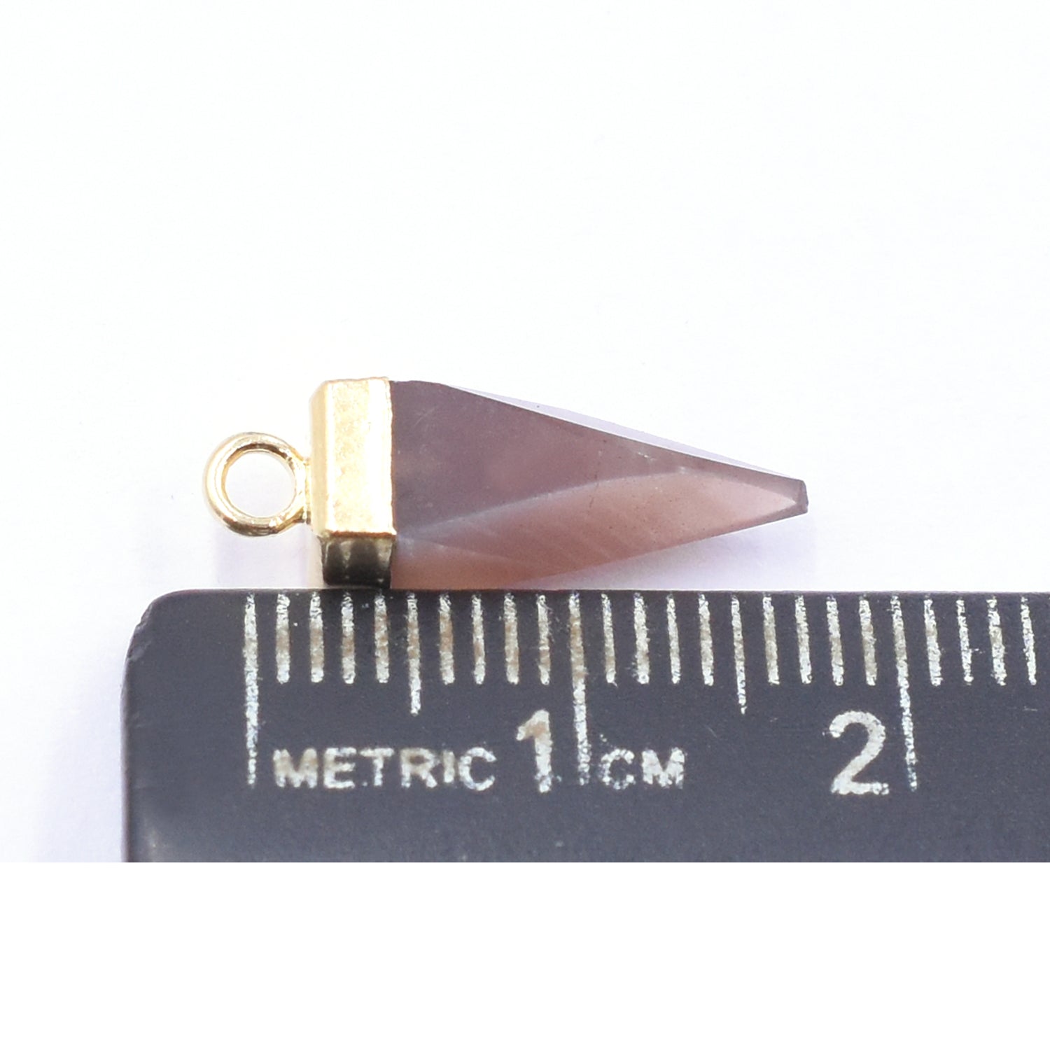 Gold electroplated Brown Chocolate Moonstone pendant in Spike shape