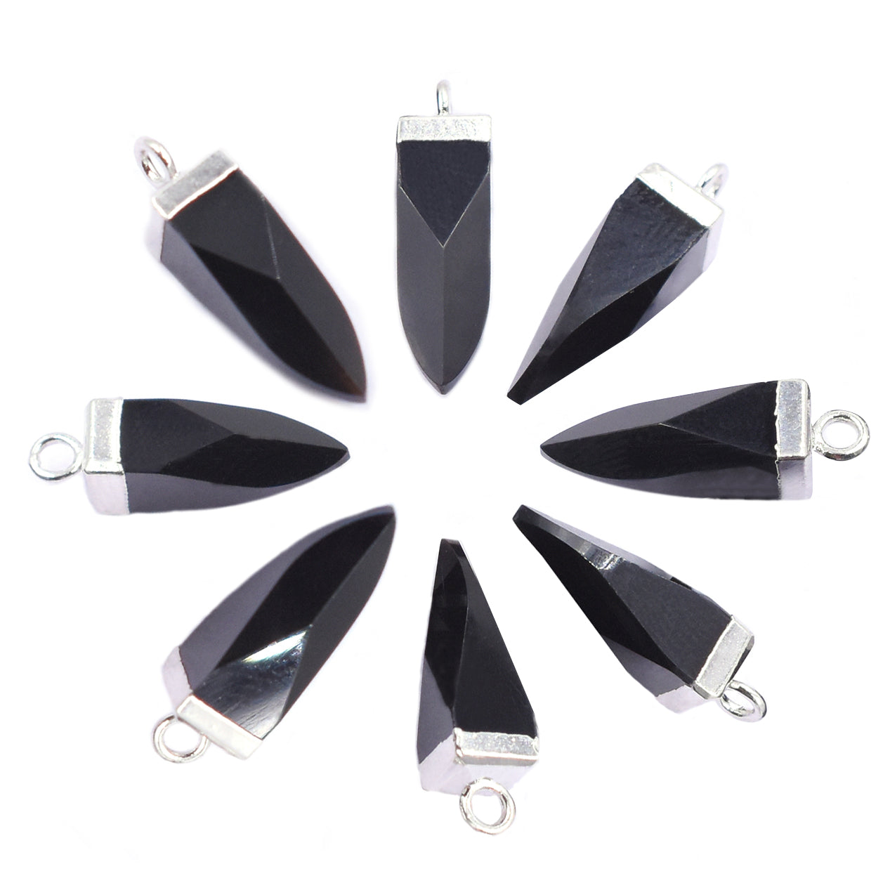 Classic Black Onyx pendant with a silver electroplated border