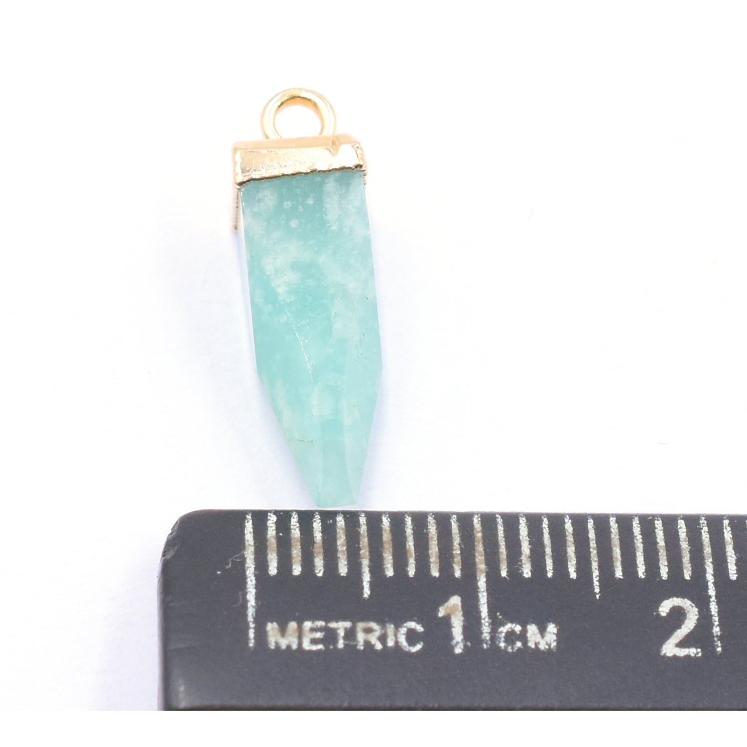 Amazonite Spike Shape Gold Electroplated Pendant (Set Of 2 Pcs)