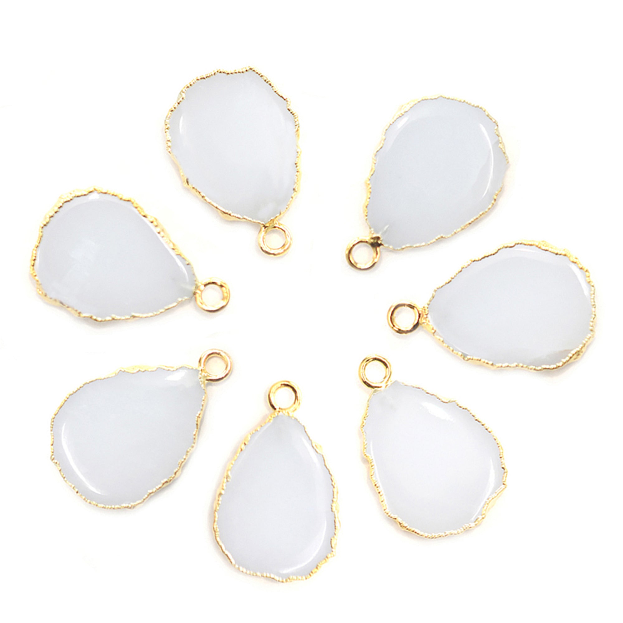 White Agate Pear Shape 15x13 MM Gold Electroplated Pendant