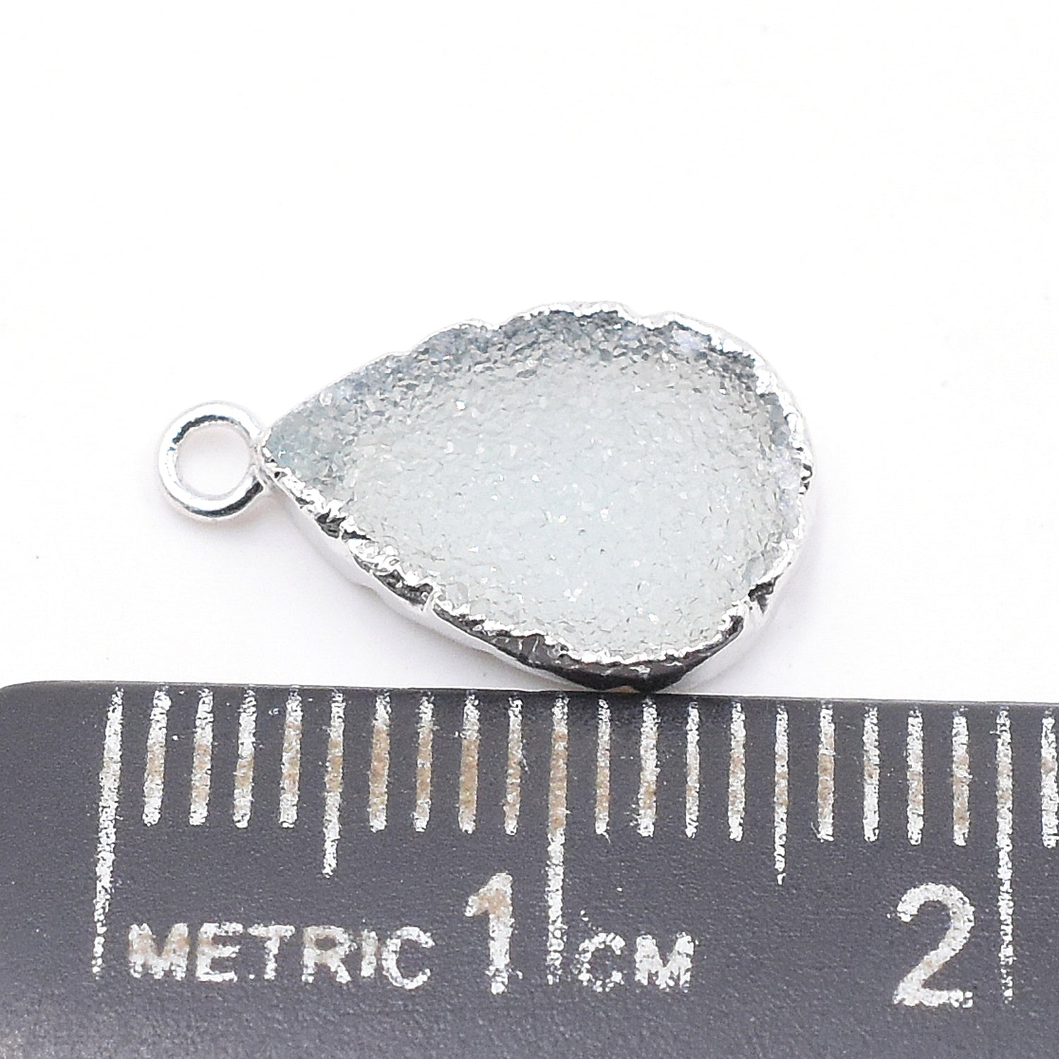 Sparkling pear aqua druzy pendant