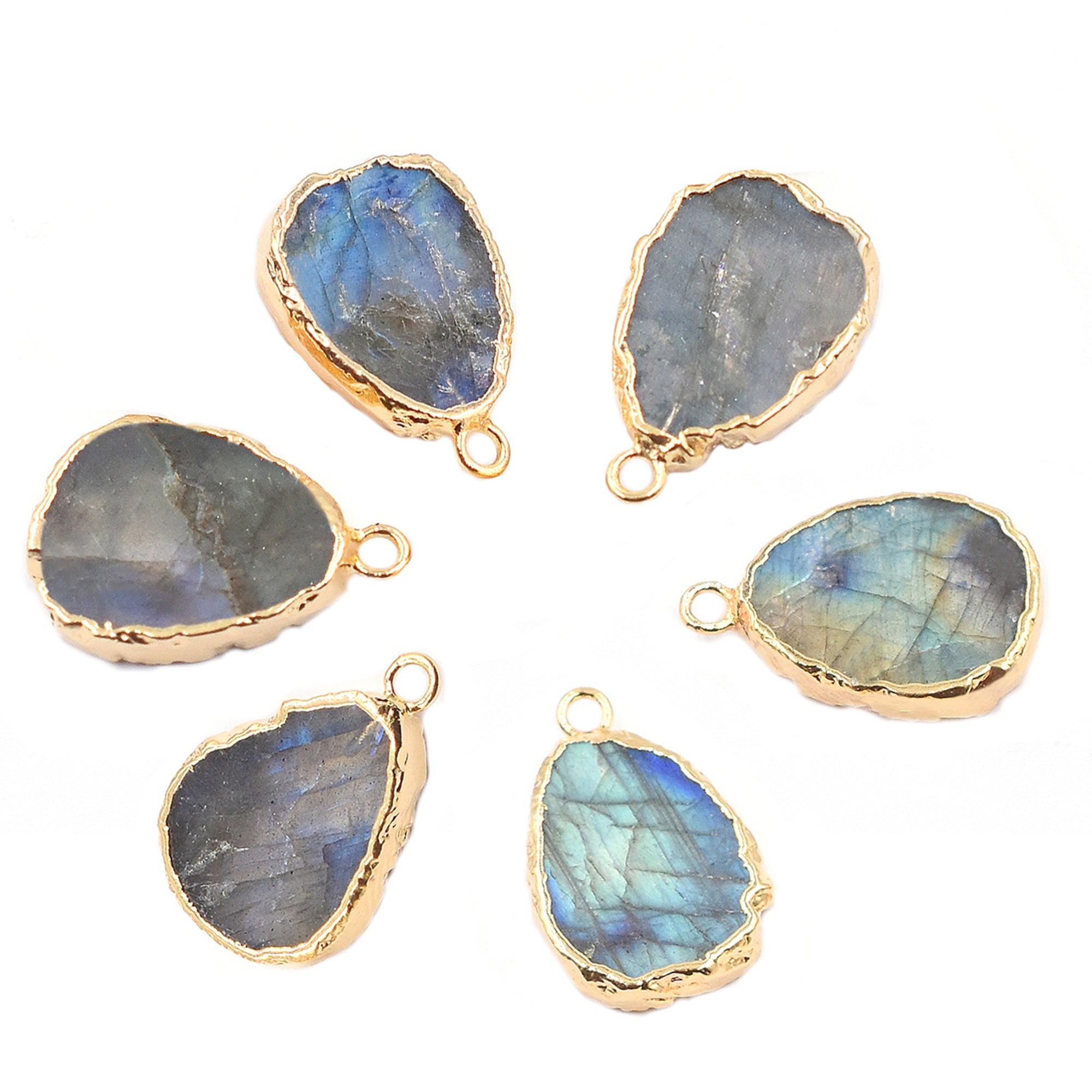 Labradorite Pear Shape Gold Electroplated Pendant