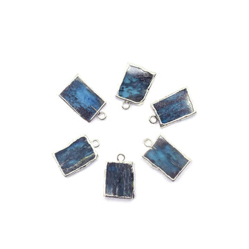 Kyanite Rectangle Shape 12 x 8 MM Silver Electroplated Pendant