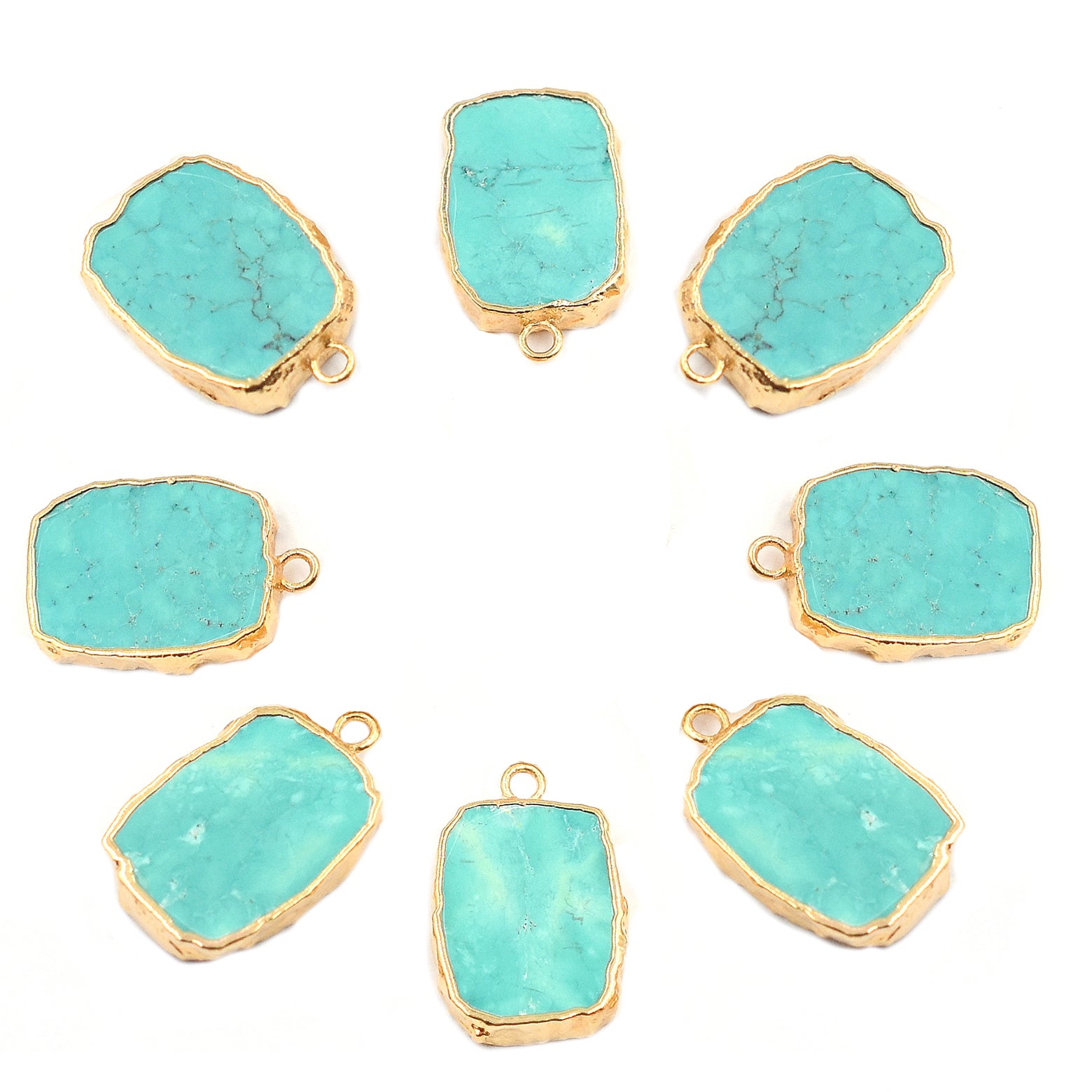 Green Howlite Rectangle pendant with gold electroplating