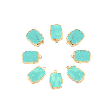 Gold plated Rectangle shaped Green Howlite pendant