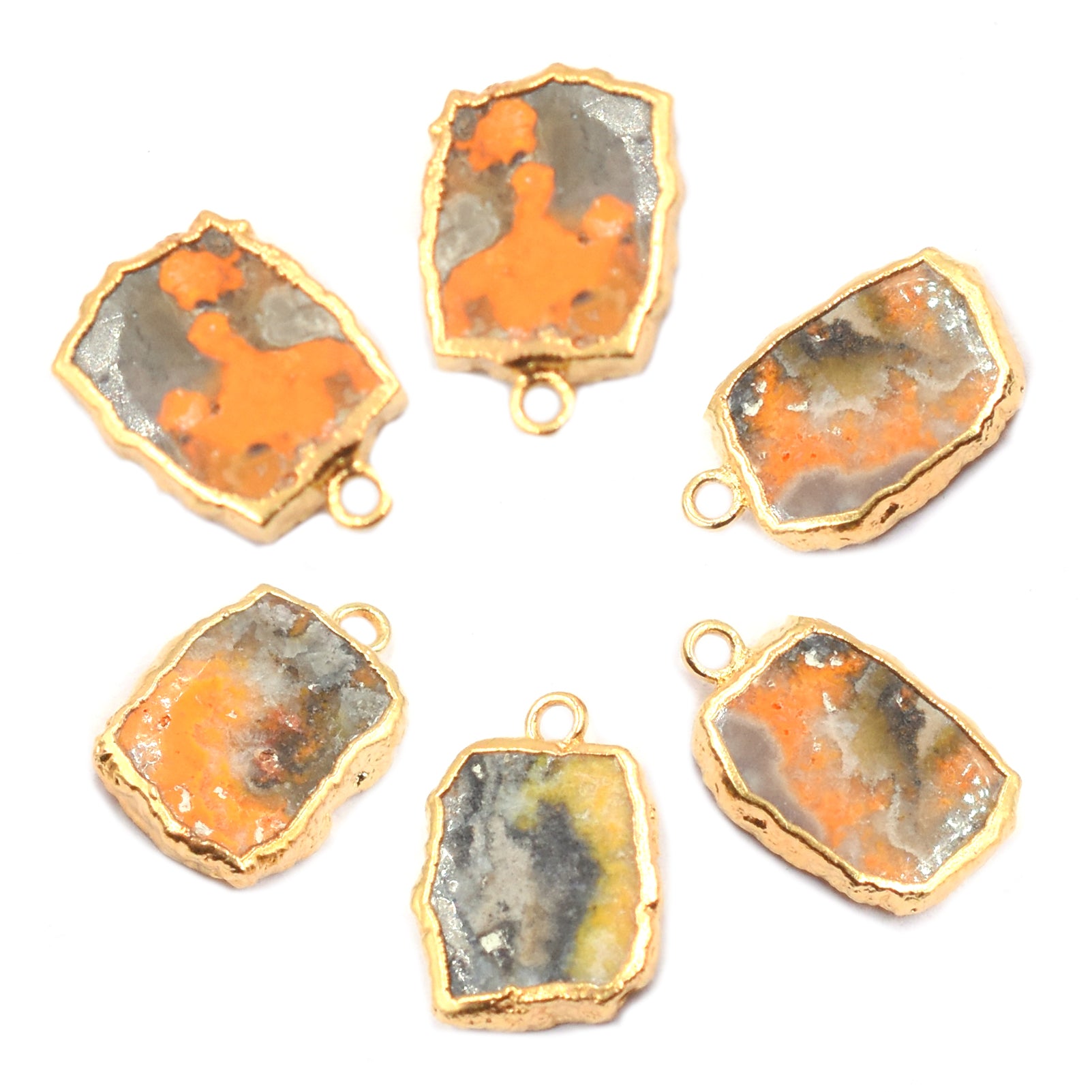 Unique Bumble Bee Jasper Rectangle pendant in gold frame