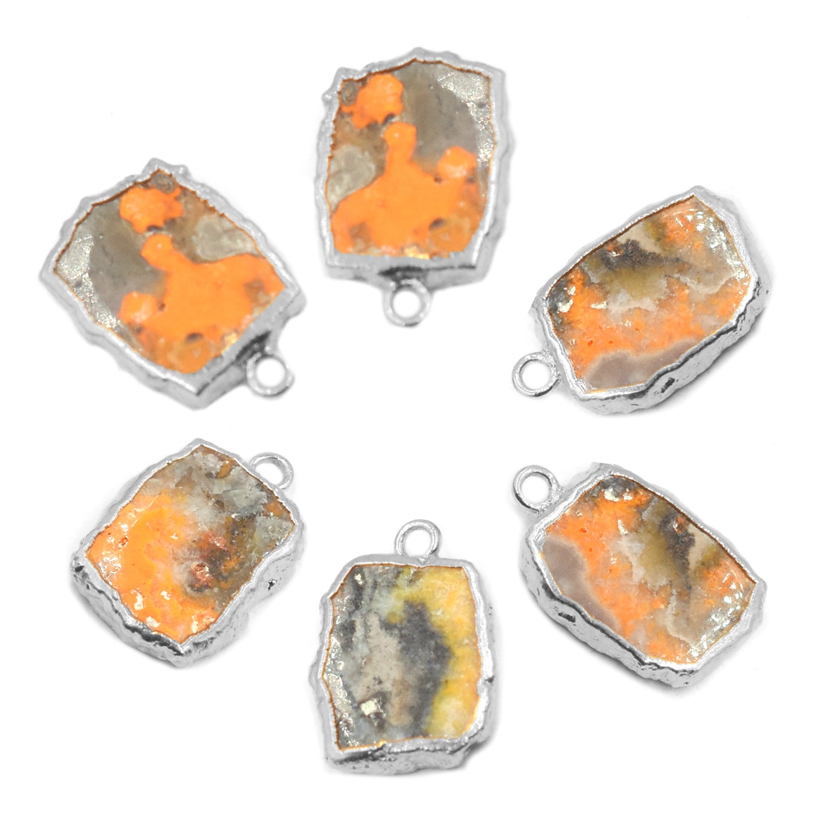 Unique Bumble Bee Jasper Rectangle pendant in silver frame