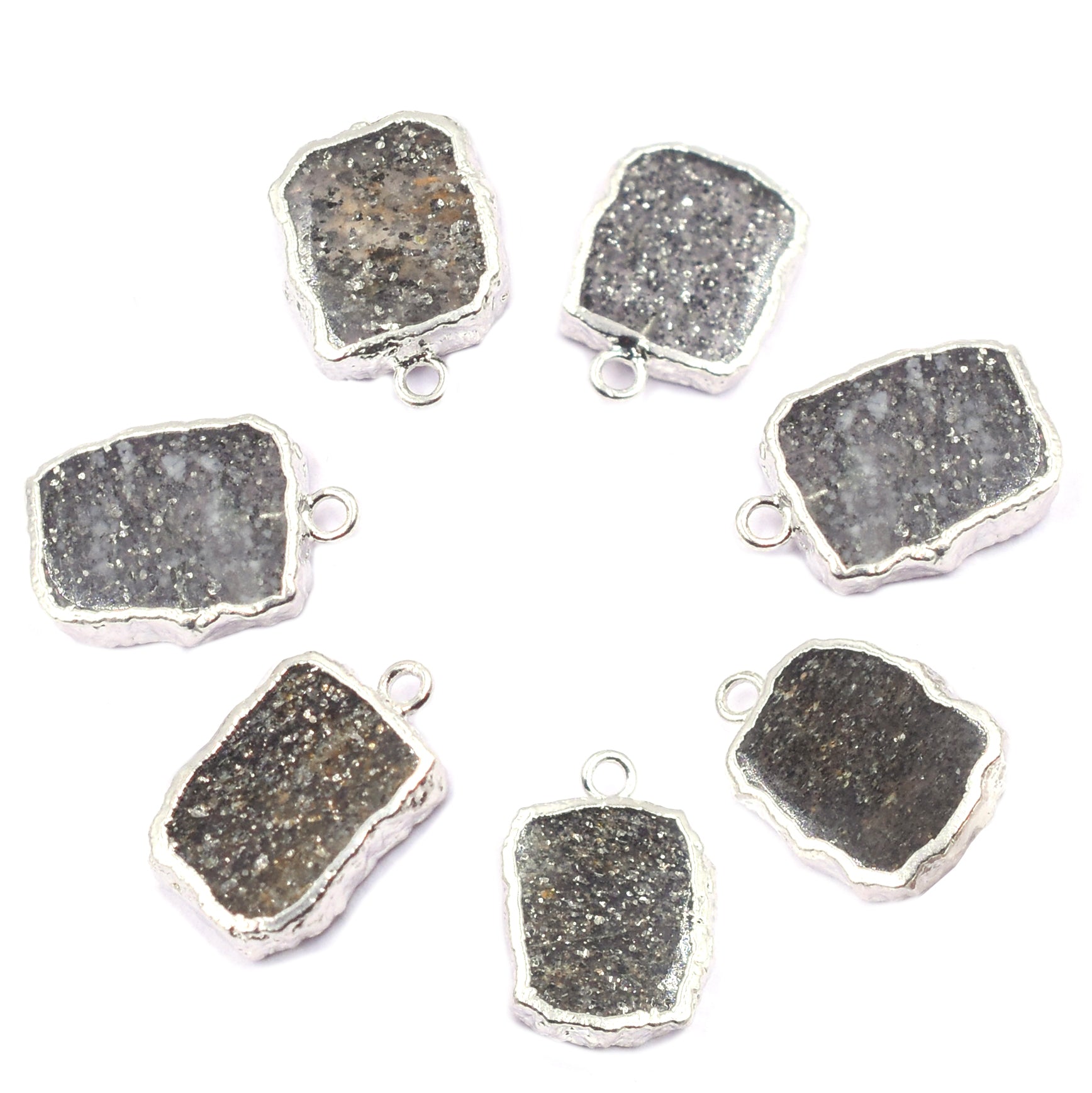 Elegant Black Sunstone rectangle pendant in silver frame