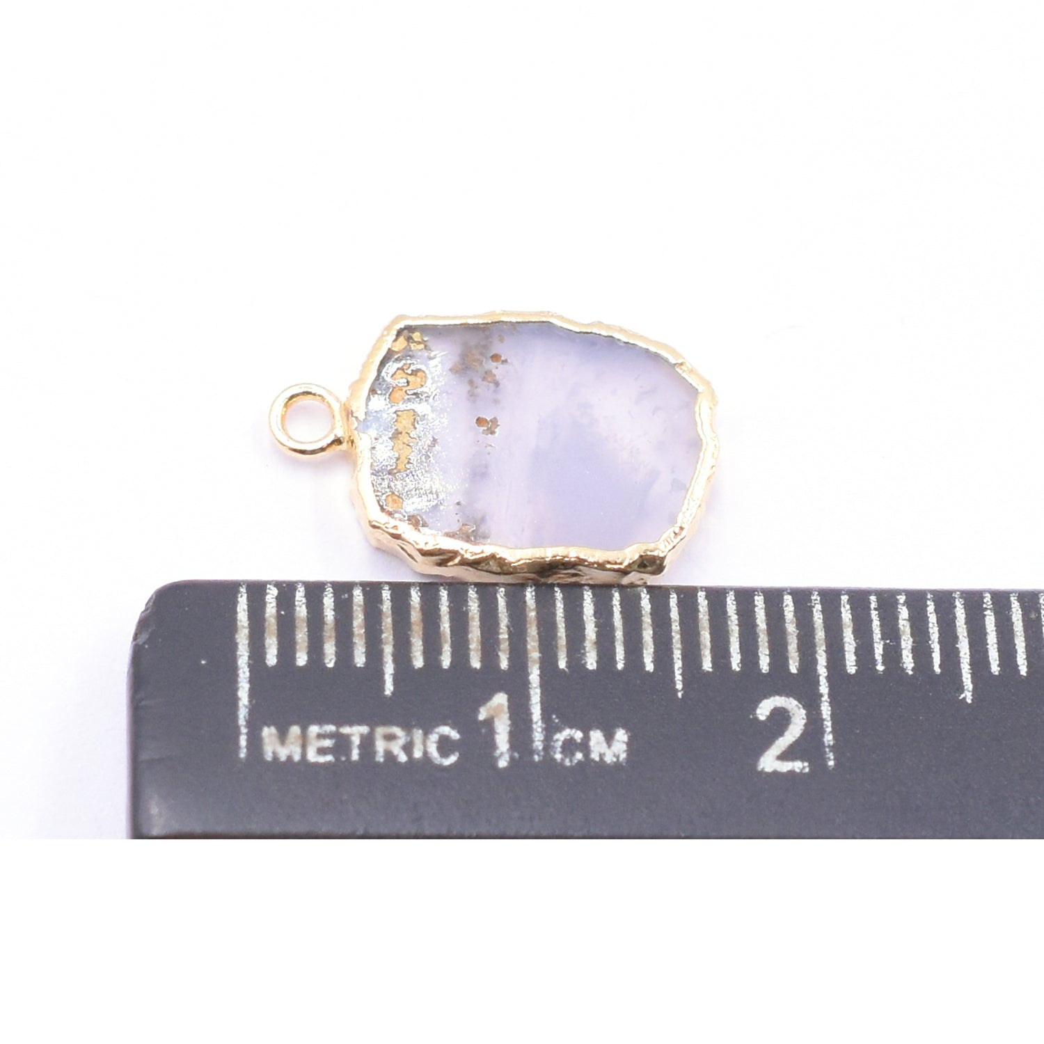 Gold electroplated Blue Lace Agate pendant in rectangular shape