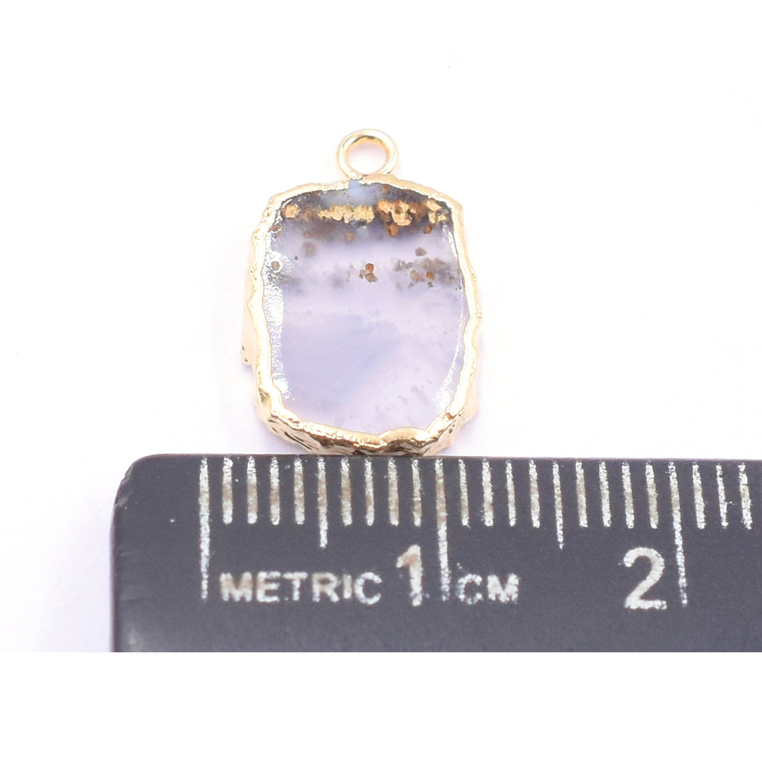 Serene Blue Lace Agate rectangle pendant with gold detailing