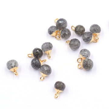 Black Sunstone Onion Shape 6 MM Gold Electroplated Pendant (Set Of 2 Pcs)