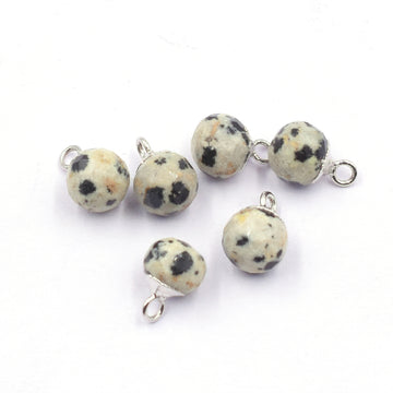 onion shaped Dalmatian Jasper pendant with silver finish