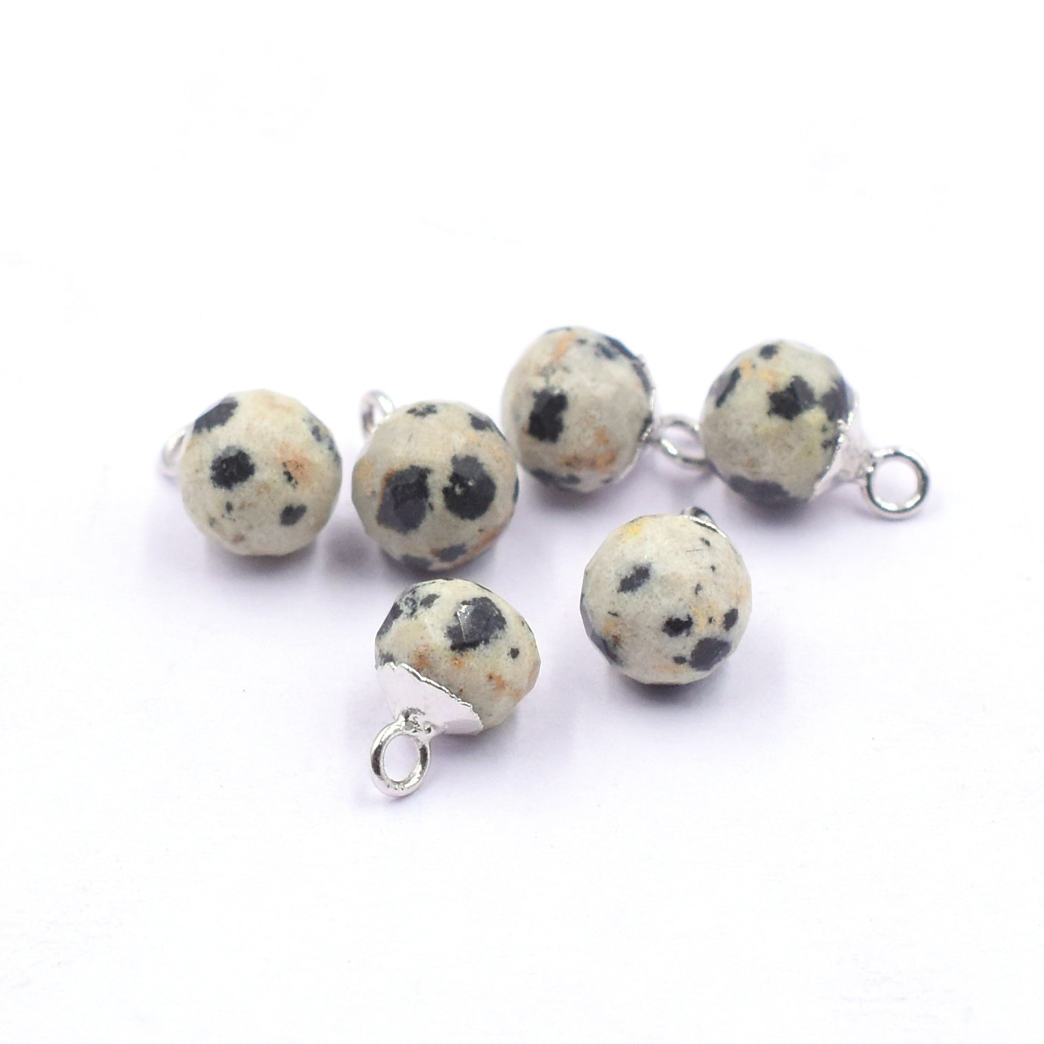 silver electroplated Dalmatian Jasper onion pendant