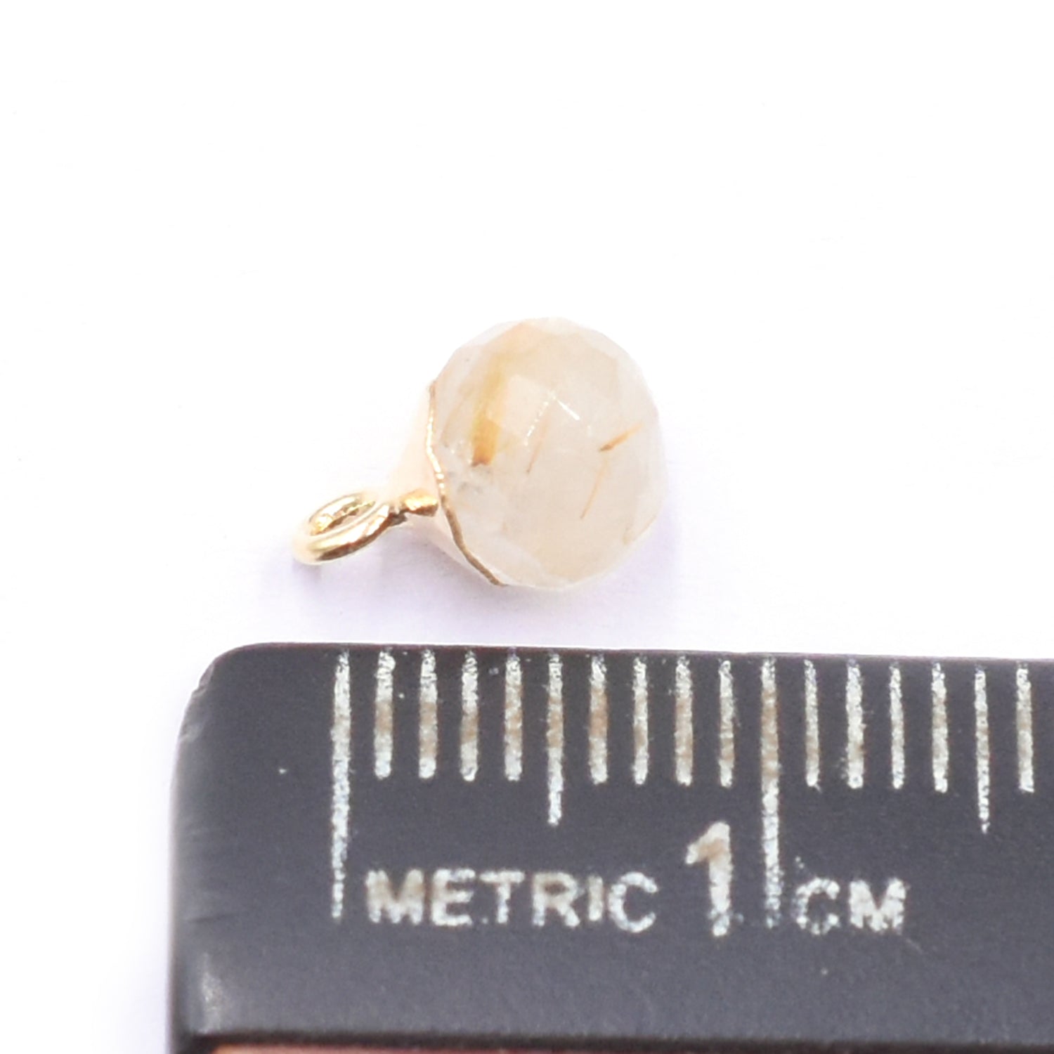 Stylish Golden Rutilated Quartz Pendant in Onion Shape with gold Electroplating