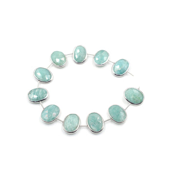 Amazonite oval gemstone in silver plated bezel