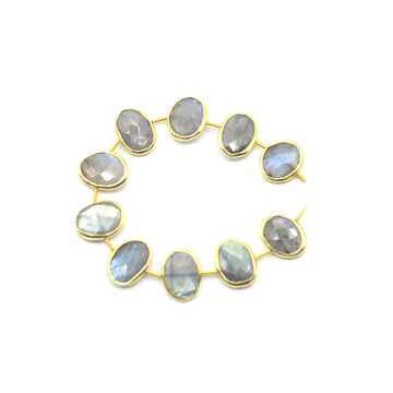 Labradorite oval gemstone in silver vermeil bezel