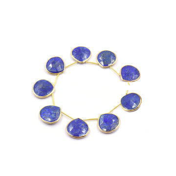 Lapis lazuli heart gemstone in silver vermeil bezel