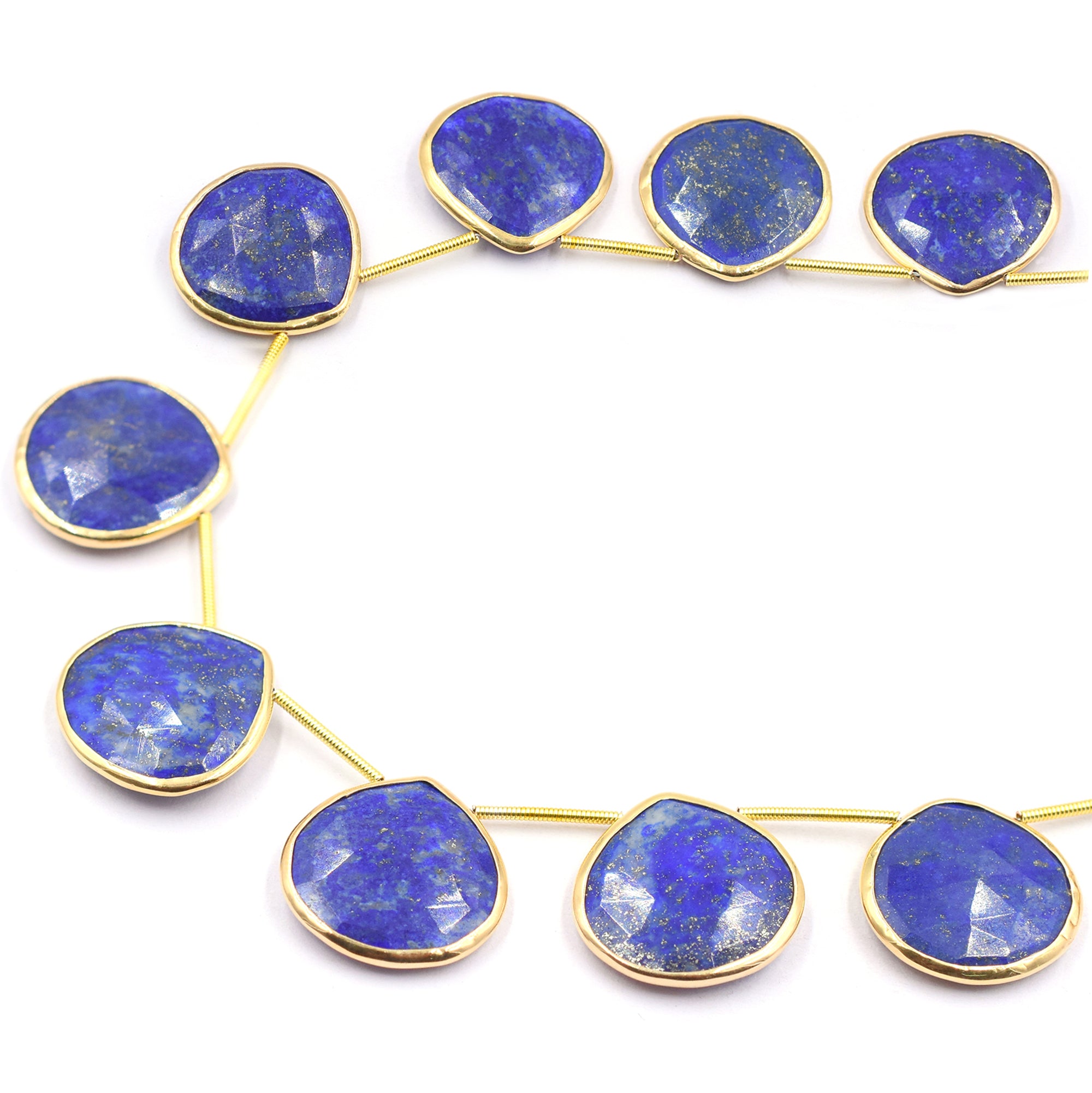 Heart-shaped lapis lazuli set in silver vermeil