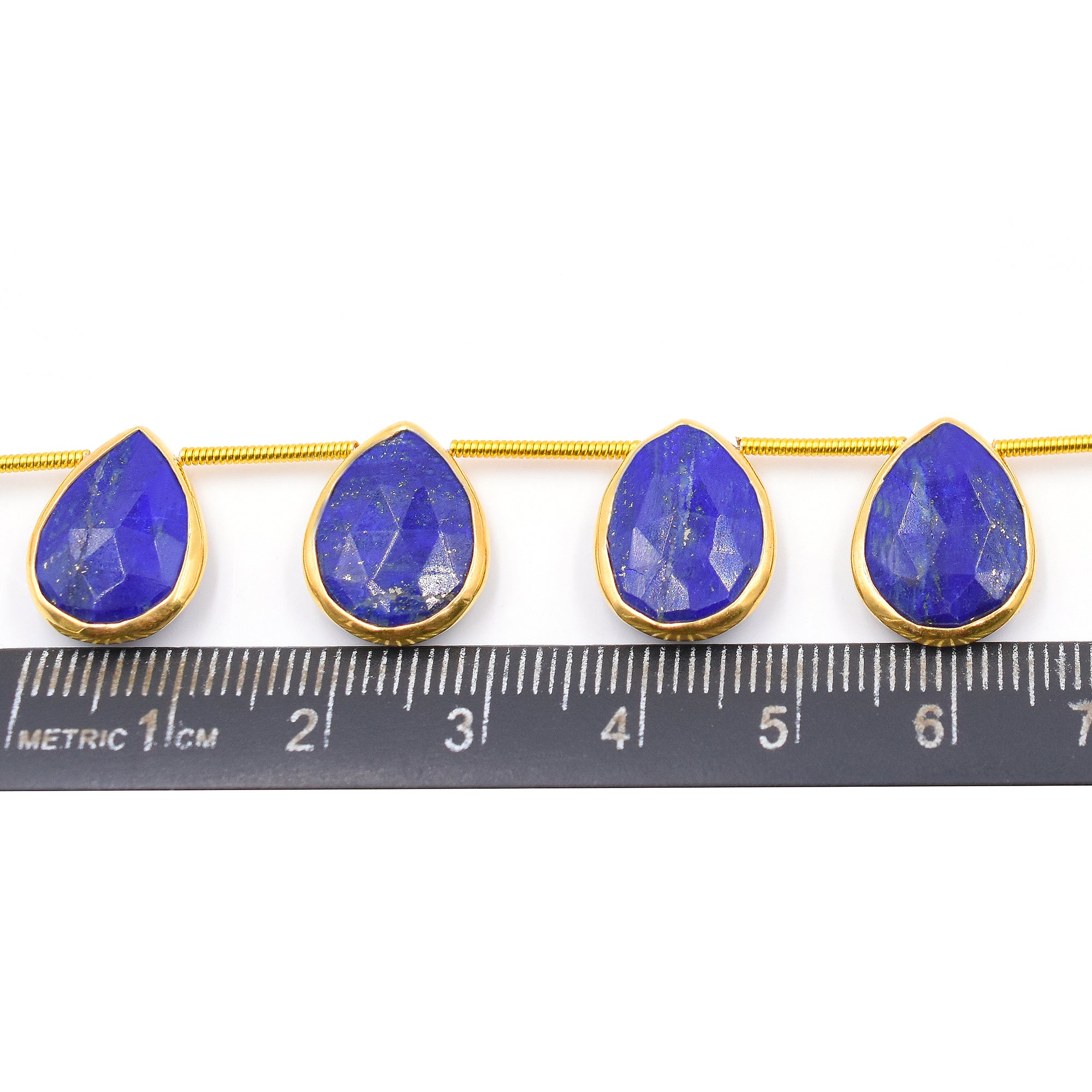 Lapis Lazuli 15X11 MM Pear Shape Silver Bezel Vermeil Side Drilled Strand