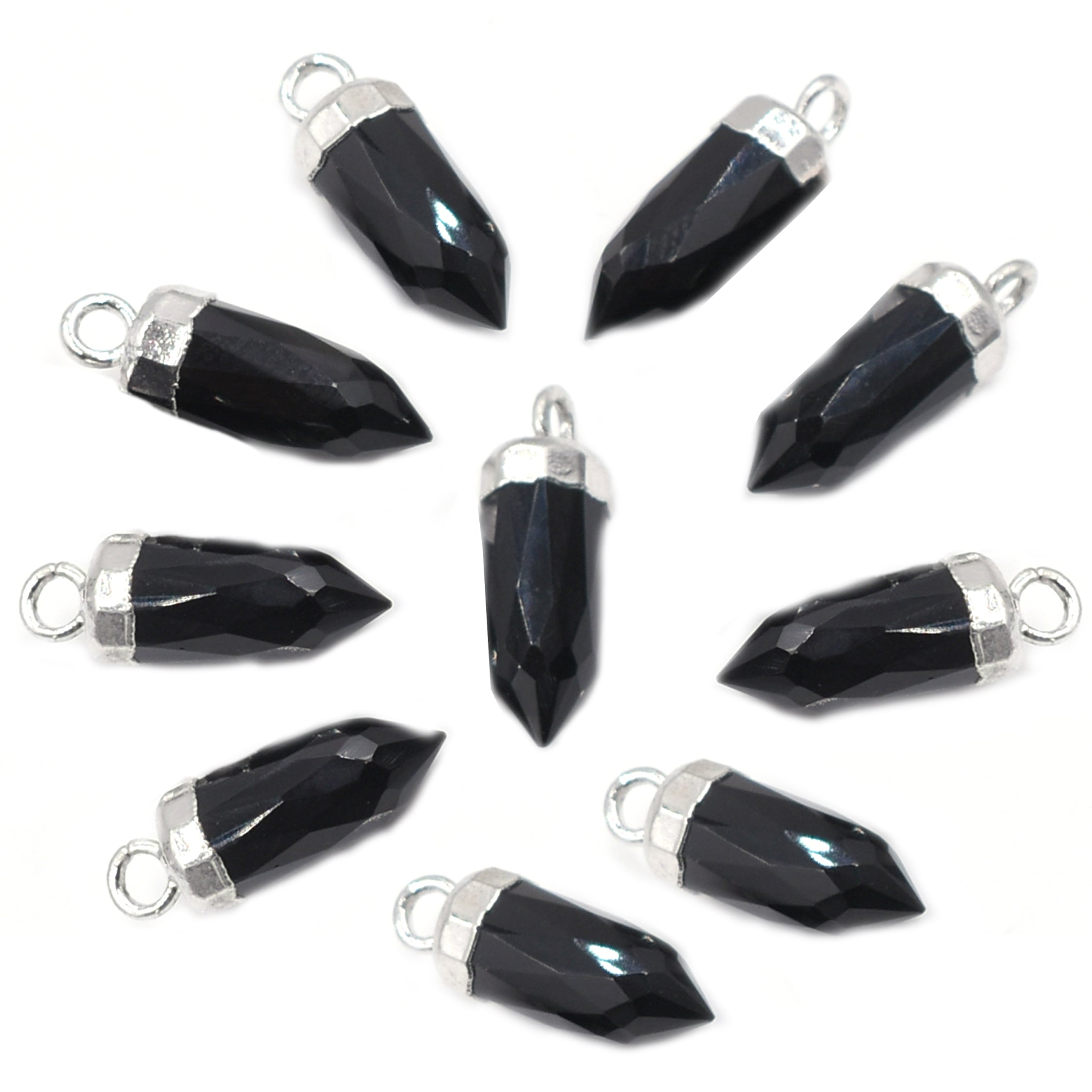 Polished black onyx stone in an Bullet shape with a gold-plated finish