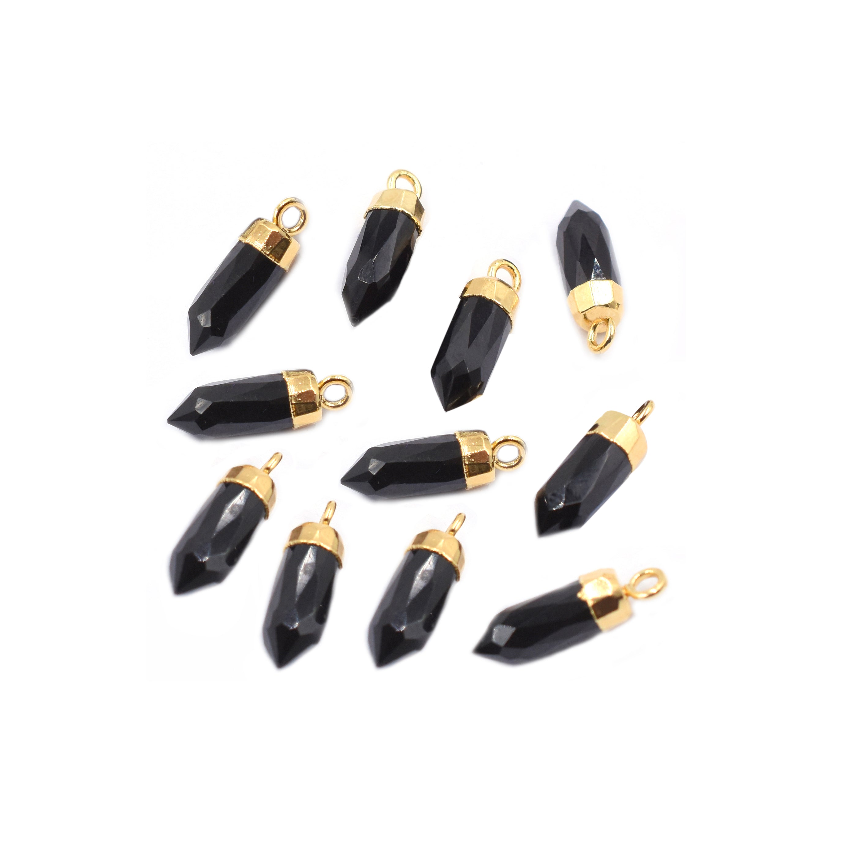 Elegant Black Onyx Bullet pendant with gold electroplated frame