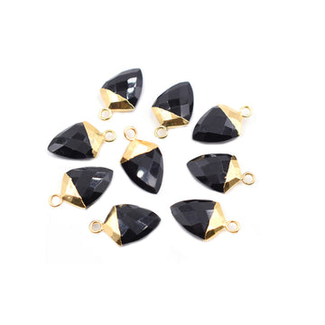 Black Onyx Shield Shape 13 x 10 MM Gold Electroplated Pendant ( Set Of 2 Pcs)